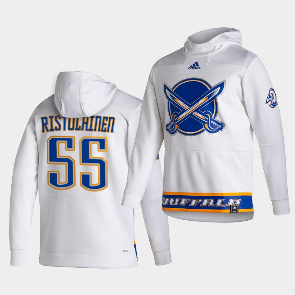 Men Buffalo Sabres #55 Ristolainen White NHL 2021 Adidas Pullover Hoodie Jersey
